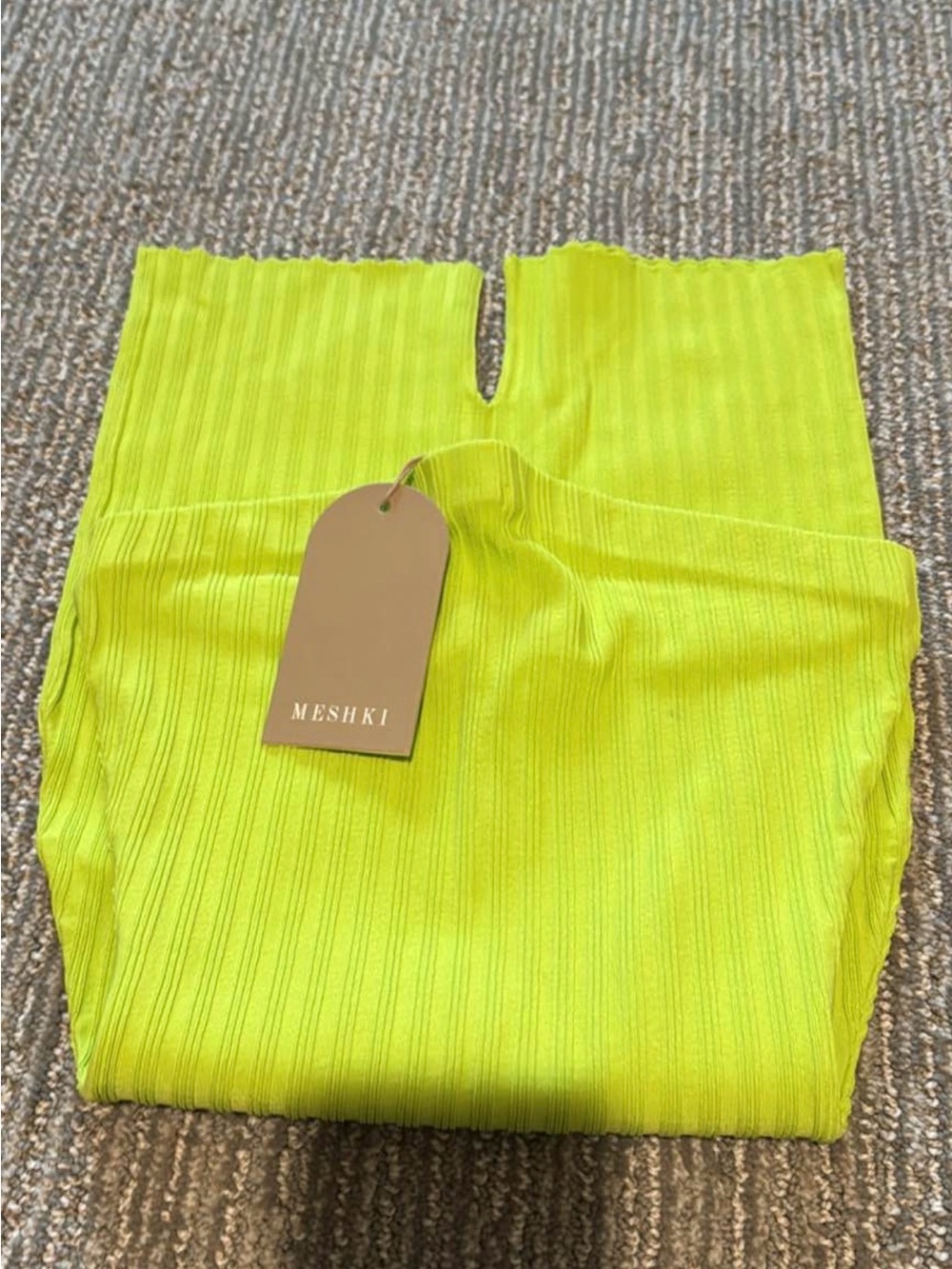 Meshki Neon Lime Ribbed Pencil Skirt